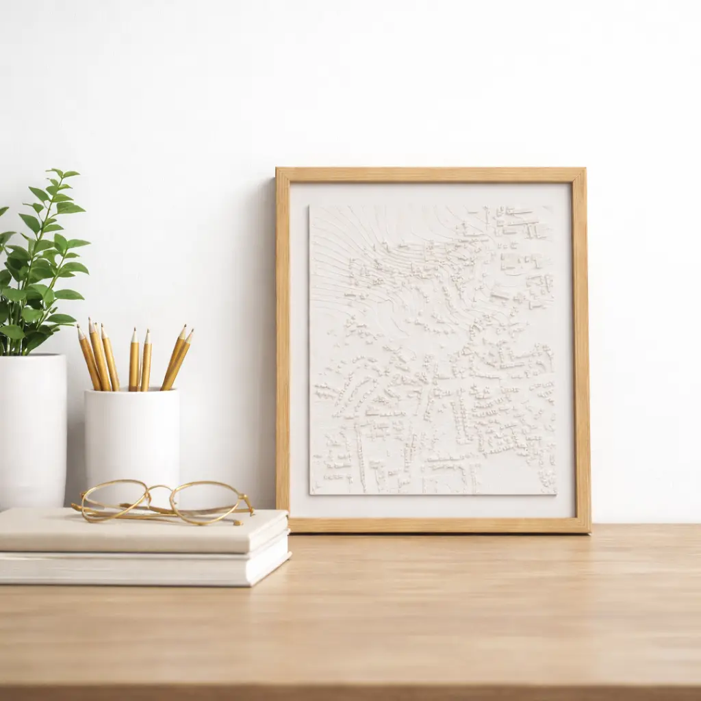 A4 framed 3D map sculpture