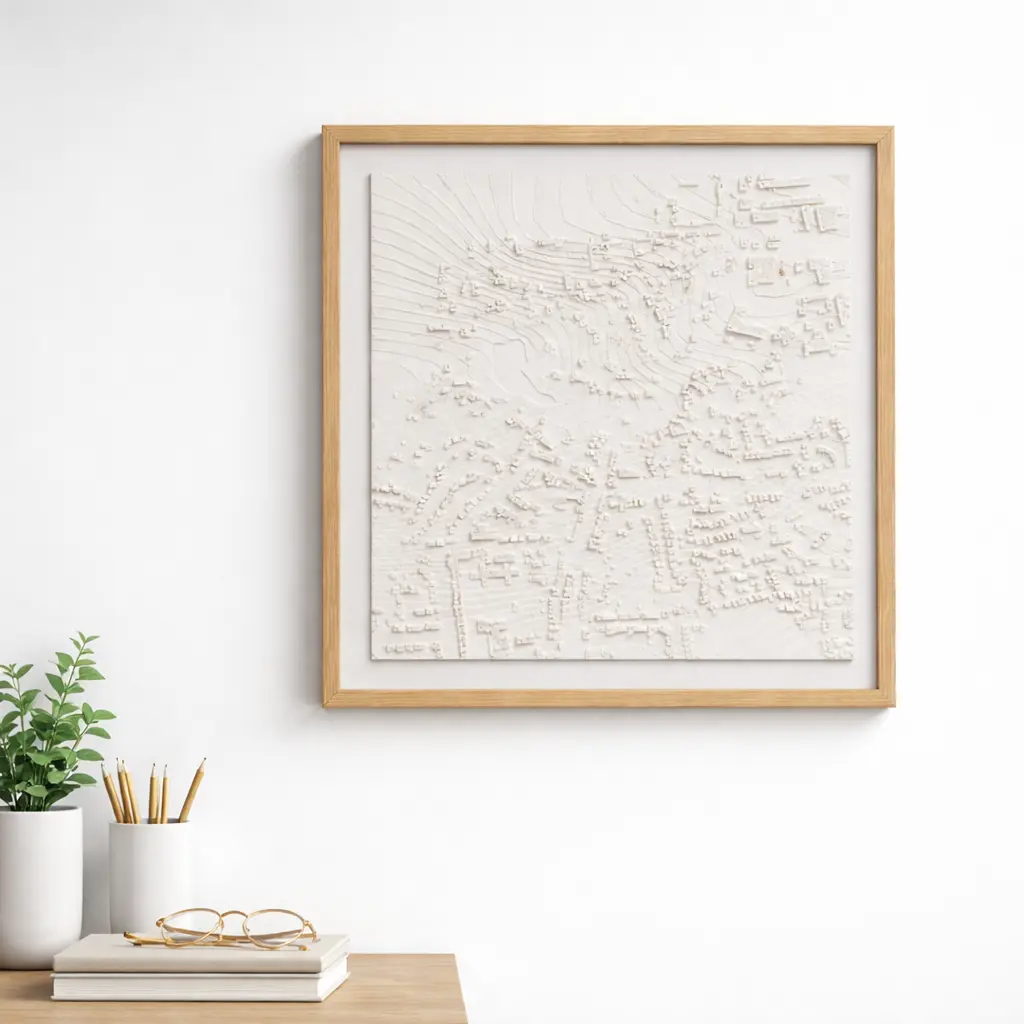 Large framed 3D map sculpture
