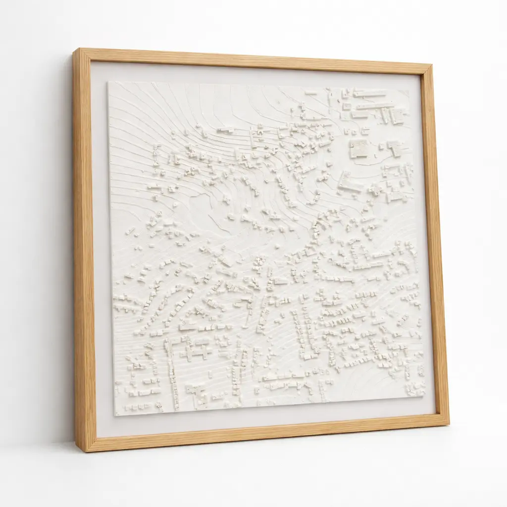Small framed 3D map sculpture